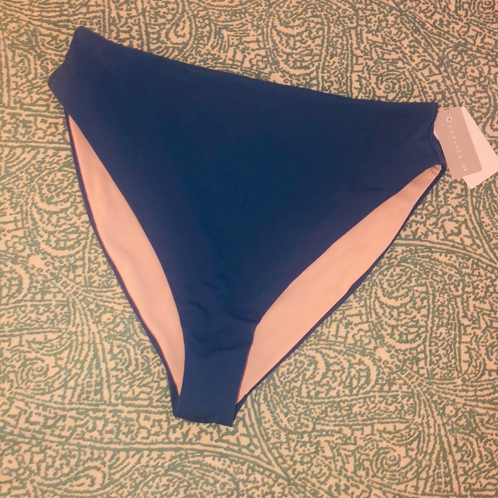 High waisted, high leg swim bottoms.